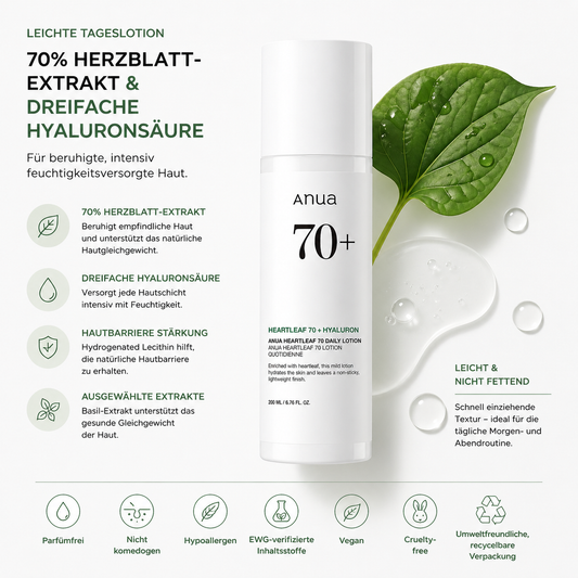 Anua Heartleaf 70 Daily Lotion 200ml – K-Beauty Feuchtigkeitslotion für sensible und alle Hauttypen