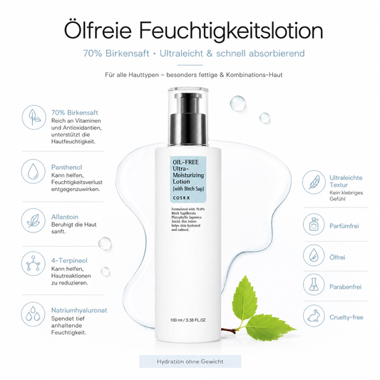 COSRX Oil-Free Ultra Moisturizing Lotion Birch Sap 100ml – K-Beauty ölfreie Lotion für alle Hauttypen