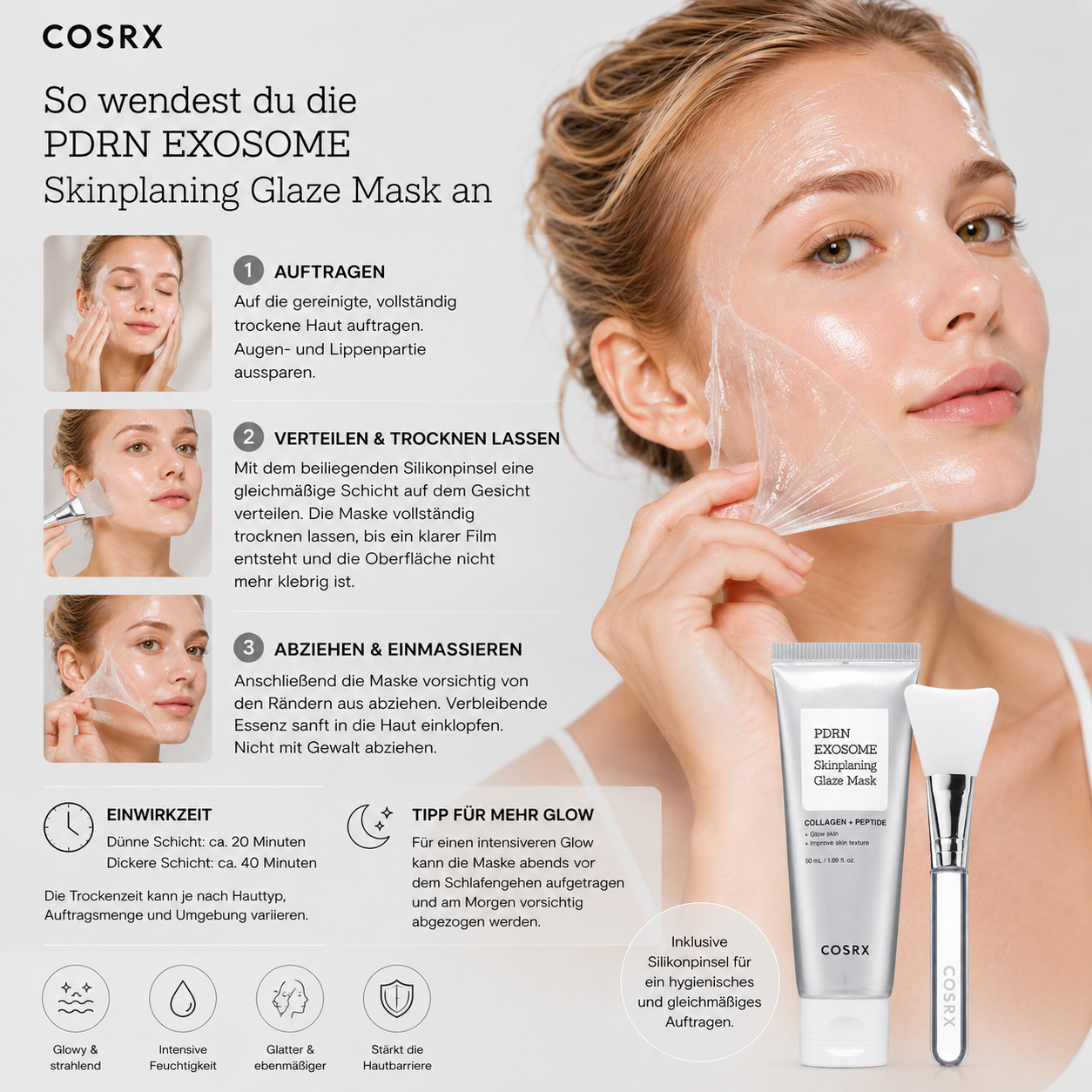Koreanische Glow Maske COSRX PDRN EXOSOME Skinplaning für glatter und strahlender wirkende Haut