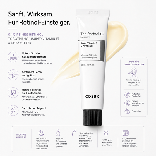 COSRX The Retinol 0.1 Cream 20ml – K-Beauty Anti-Aging Creme für Retinol-Einsteiger