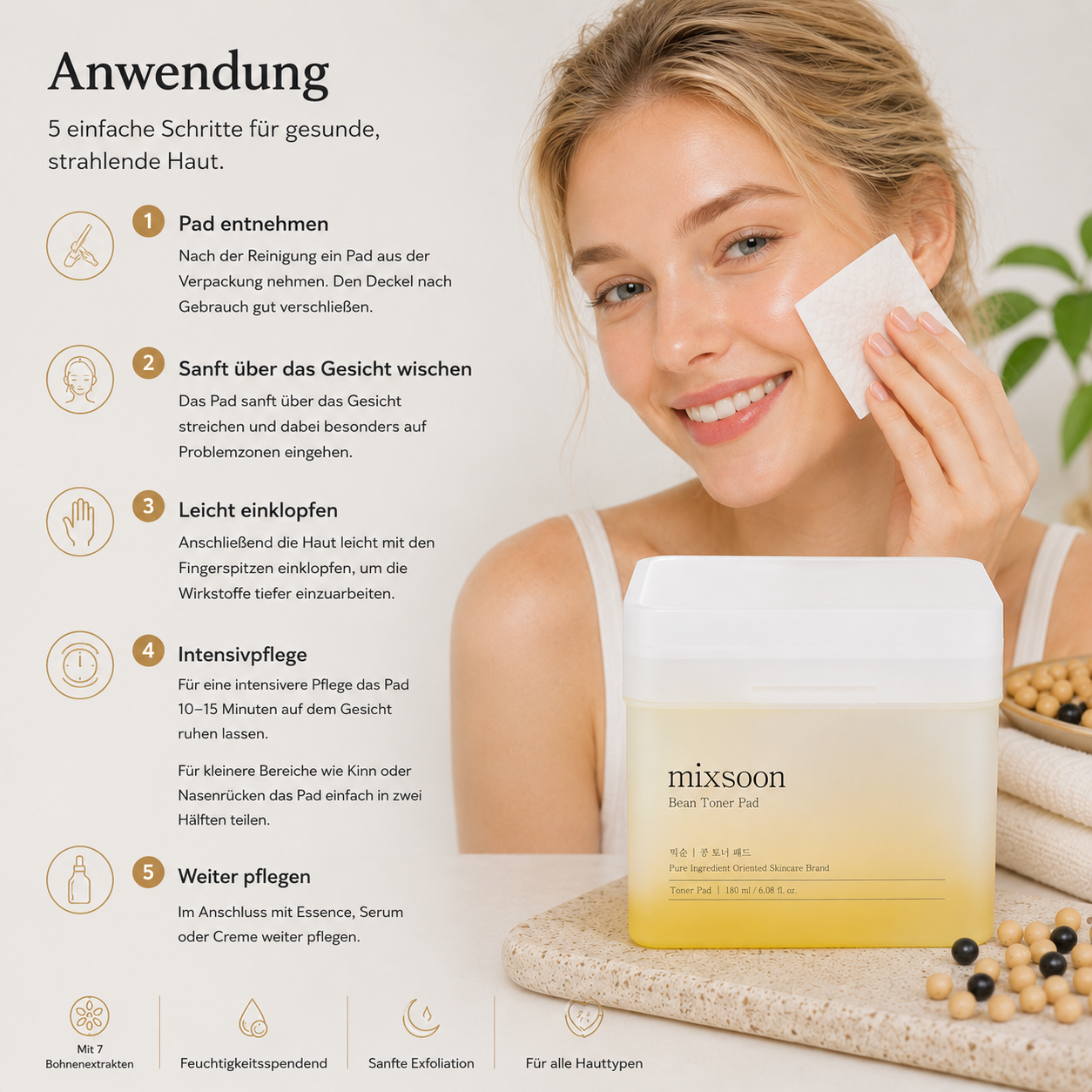 Mixsoon Bean Toner Pad 70 Stück