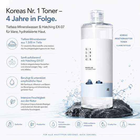 Round Lab 1025 Dokdo Toner 500ml – Koreas Nr. 1 K-Beauty Toner für alle Hauttypen