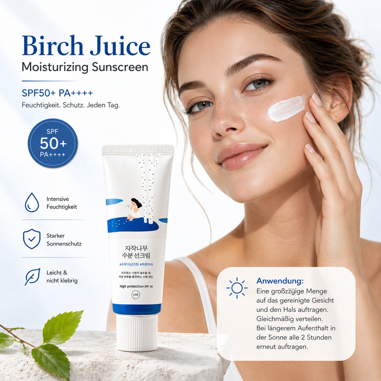 Round Lab Birch Juice Moisturizing Sunscreen SPF50+ PA++++ 50ml – K-Beauty Sonnenschutz für alle Hauttypen