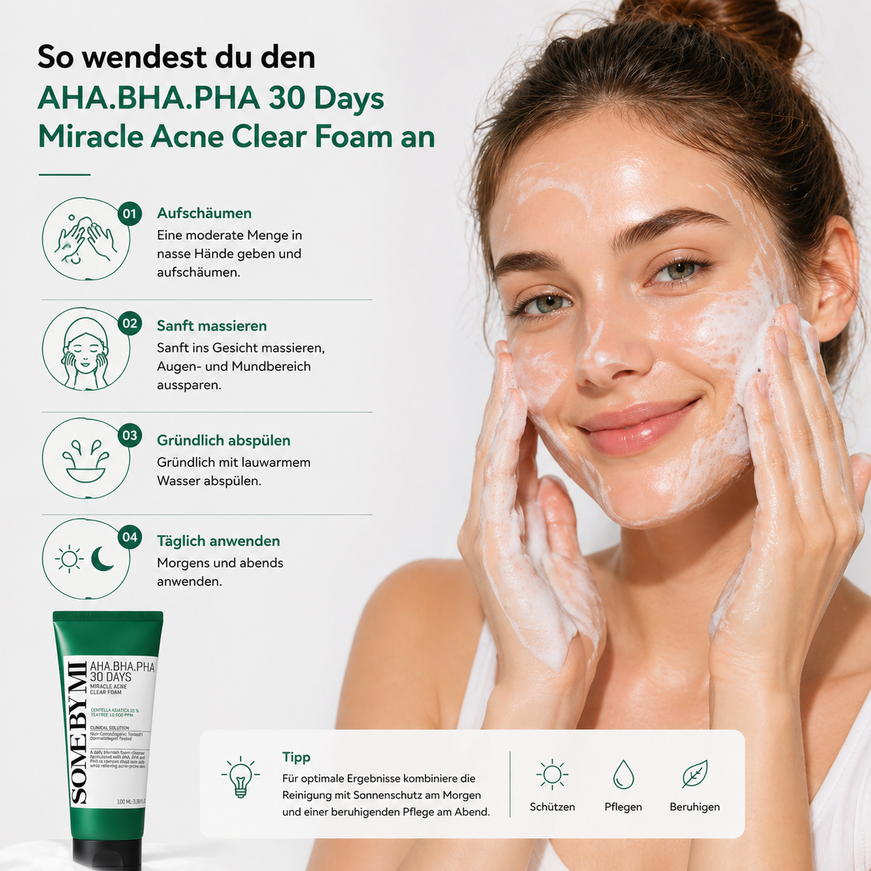 Some By Mi AHA BHA PHA Miracle Acne Clear Foam 100ml – K-Beauty Reiniger für zu Unreinheiten neigende Haut