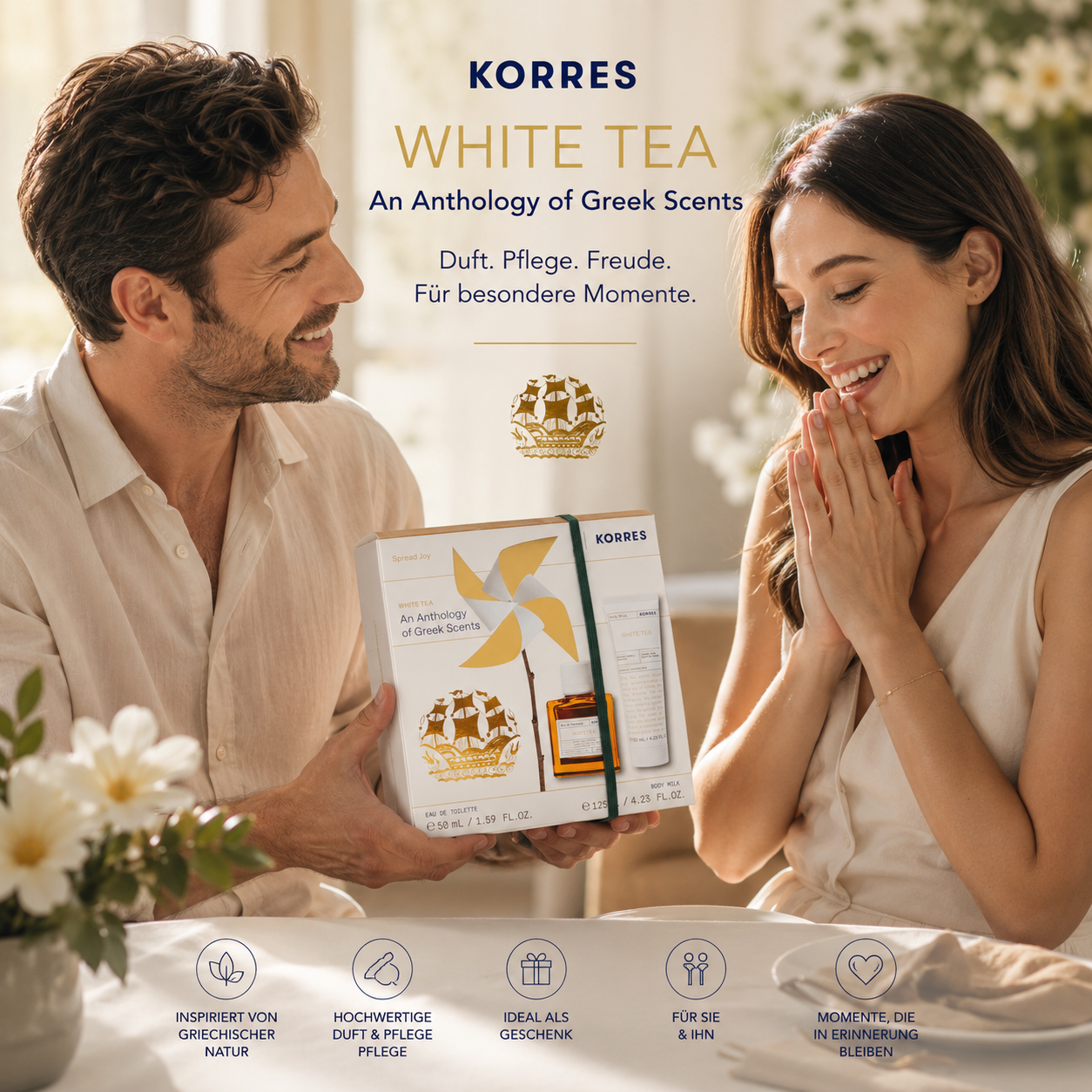 Korres White Tea Duftset – Eau de Toilette 50 ml & Body Milk 125 ml