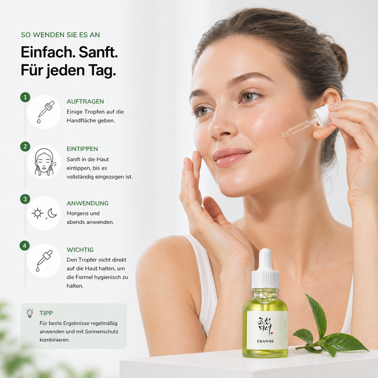Beauty of Joseon Calming Serum Green Tea + Panthenol 30ml – K-Beauty Beruhigungsserum für sensible Haut