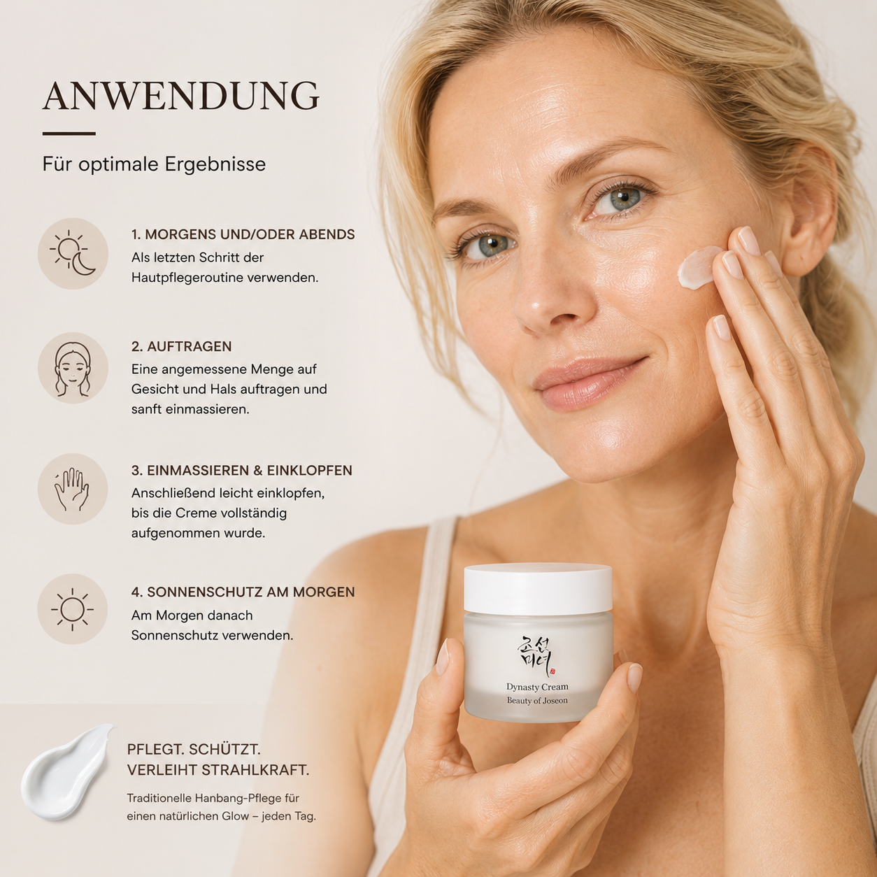 Koreanische Feuchtigkeitscreme Beauty of Joseon Dynasty Cream für trockene fahle und reifer wirkende Haut