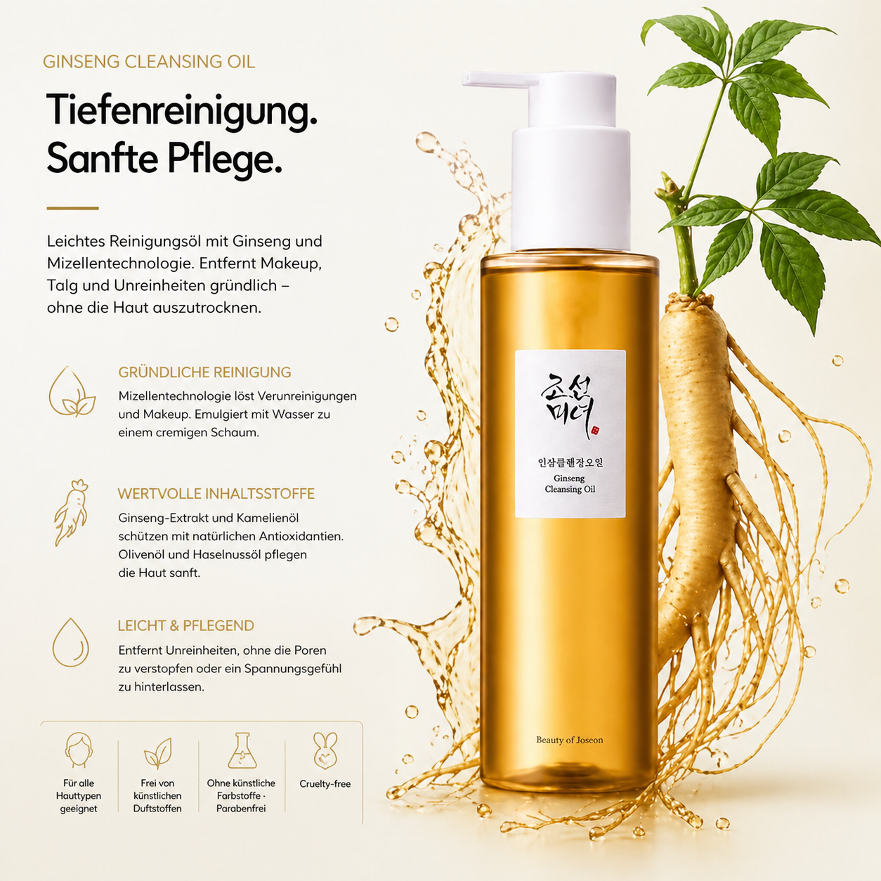 Beauty of Joseon Ginseng Cleansing Oil 210ml – K-Beauty Reinigungsöl für alle Hauttypen