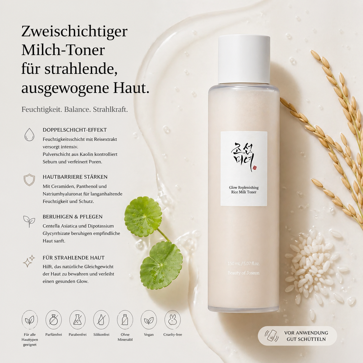 Beauty of Joseon Glow Replenishing Rice Milk 150ml – K-Beauty Milch-Toner für alle Hauttypen