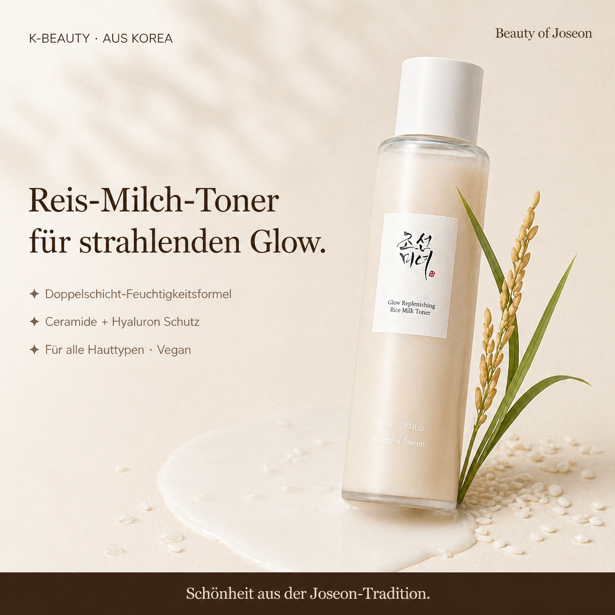 Beauty of Joseon Glow Replenishing Rice Milk 150ml – K-Beauty Milch-Toner für alle Hauttypen
