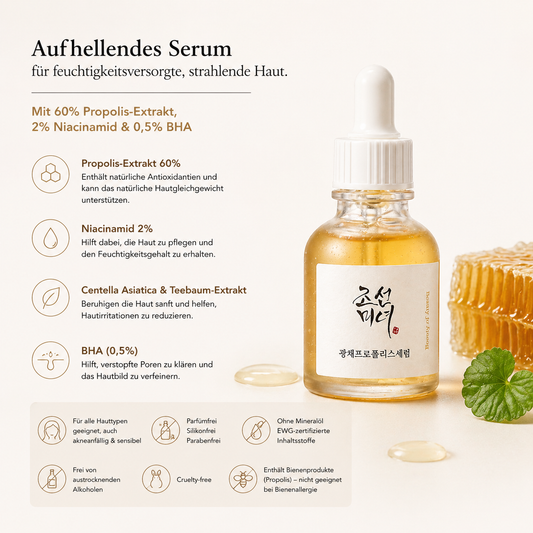 Beauty of Joseon Glow Serum Propolis + Niacinamide 30ml – K-Beauty Aufhell-Serum für alle Hauttypen