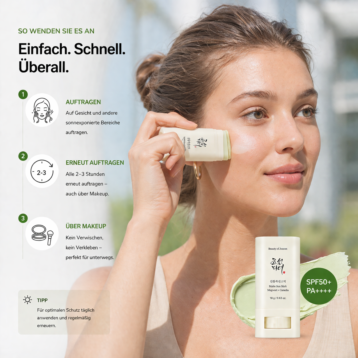 Beauty of Joseon Matte Sun Stick Mugwort + Camelia SPF50+ PA++++ 18g – K-Beauty Matte Sonnenschutz-Stick