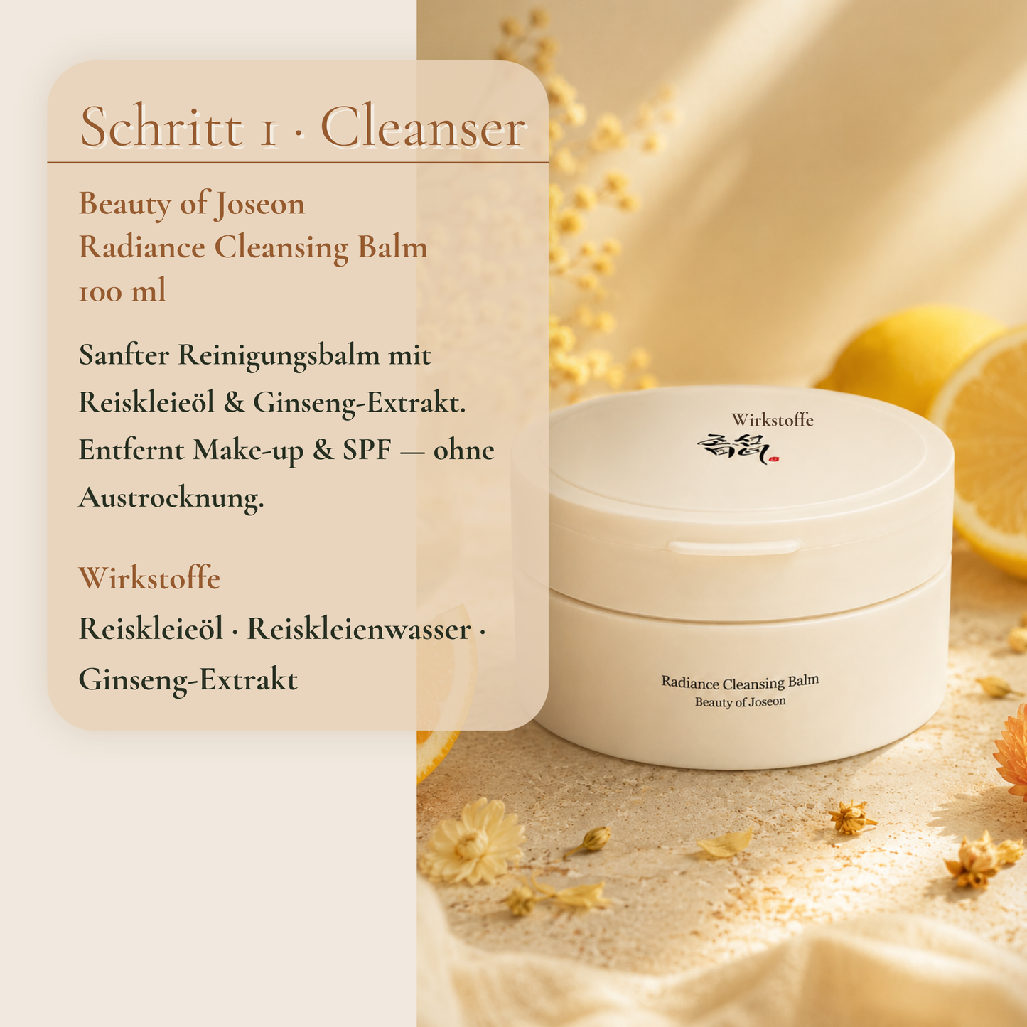 Beauty of Joseon Radiance Cleansing Balm 100ml – sanfter Reinigungsbalm mit Reiskleieöl für K-Beauty Routine