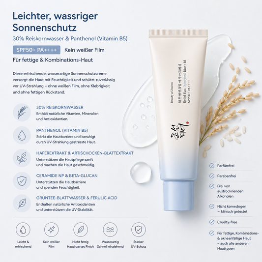 Beauty of Joseon Relief Sun Aqua-Fresh Rice + B5 SPF50+ PA++++ 50ml – K-Beauty Sonnenschutz für fettige Haut