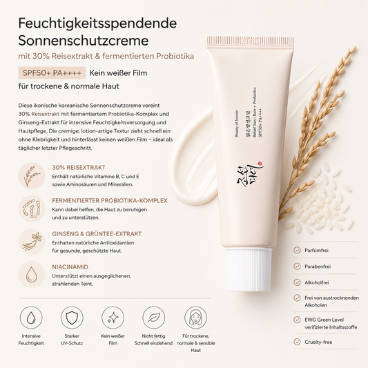 Beauty of Joseon Relief Sun Rice + Probiotics SPF50+ PA++++ 50ml – K-Beauty Sonnenschutz für trockene Haut