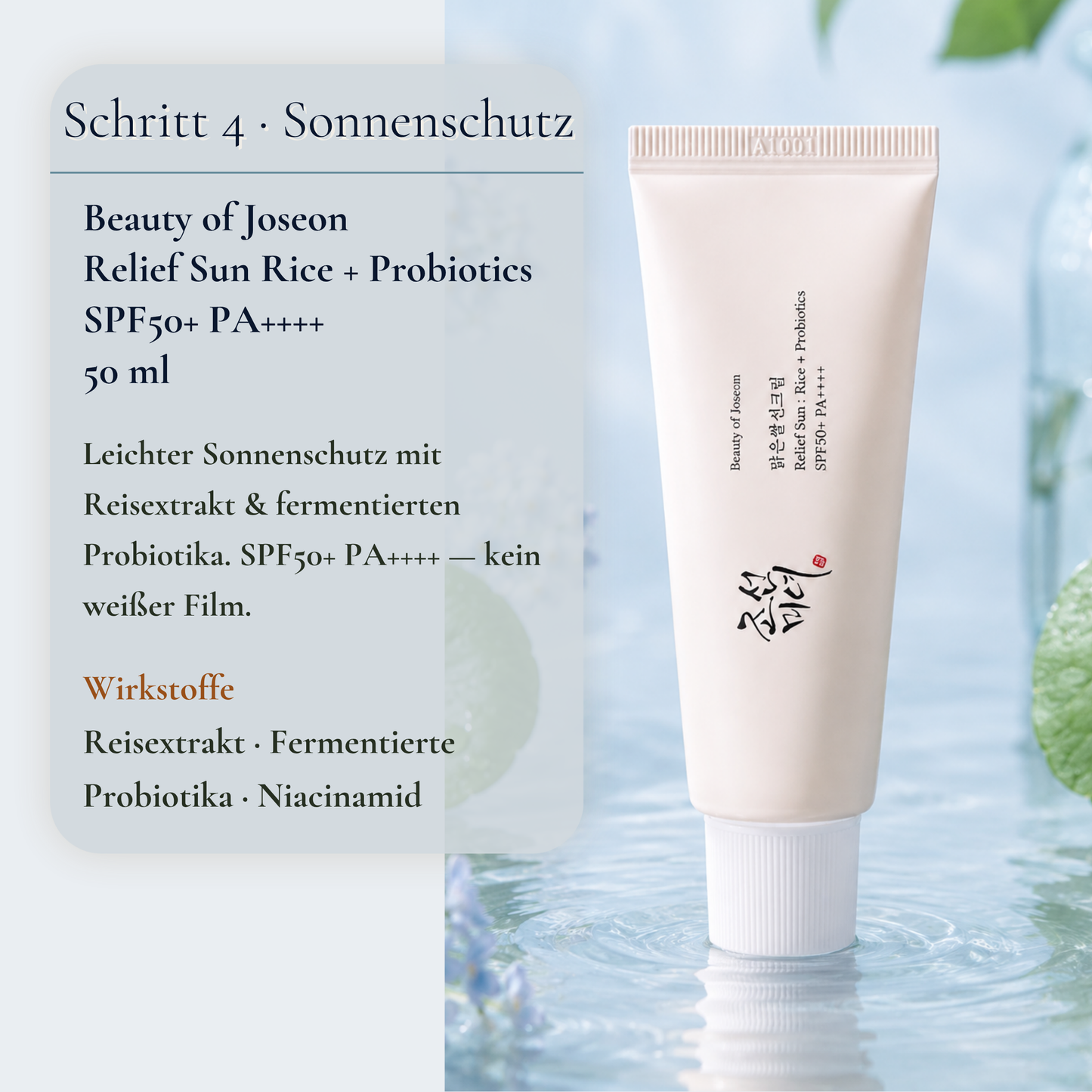 Beauty of Joseon Relief Sun Rice Probiotics SPF50 50ml – leichter Sonnenschutz mit Reisextrakt und Probiotika