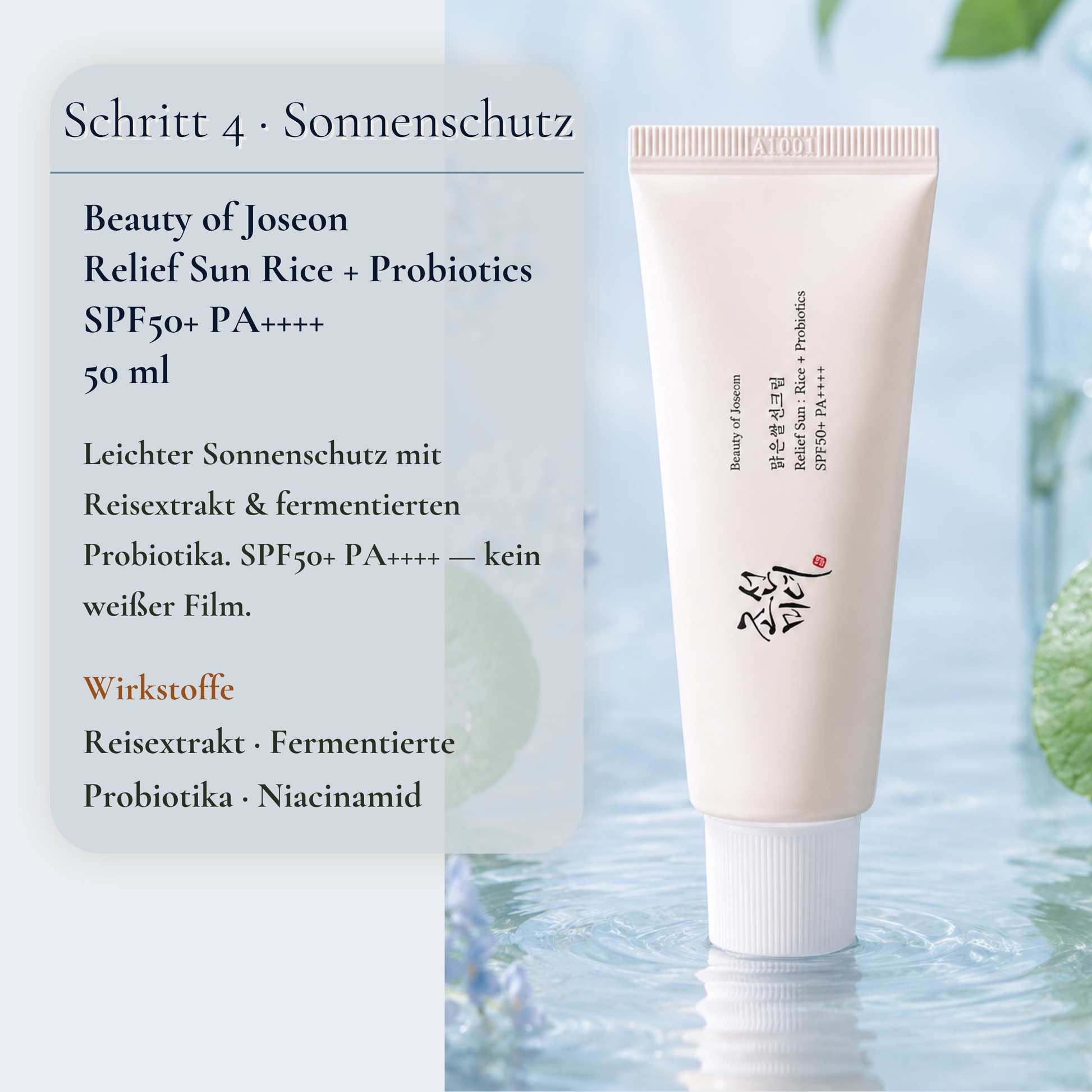 Beauty of Joseon Relief Sun Rice Probiotics SPF50 50ml – leichter Sonnenschutz mit Reisextrakt und Probiotika