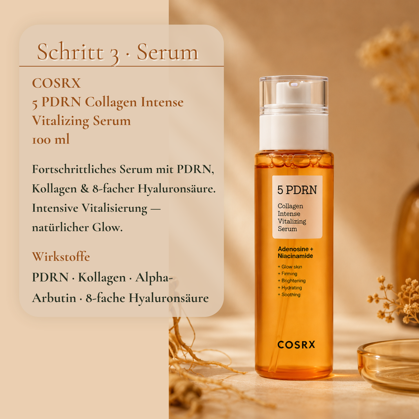 COSRX 5 PDRN Collagen Intense Vitalizing Serum 100ml – fortschrittliches Anti-Aging Serum mit PDRN und Kollagen