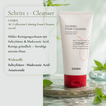 COSRX AC Collection Calming Foam Cleanser 150ml – milder Reinigungsschaum mit Salicylsäure für unreine Haut