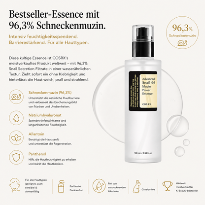 COSRX Advanced Snail 96 Mucin Power Essence 100ml – K-Beauty Bestseller Essence für alle Hauttypen