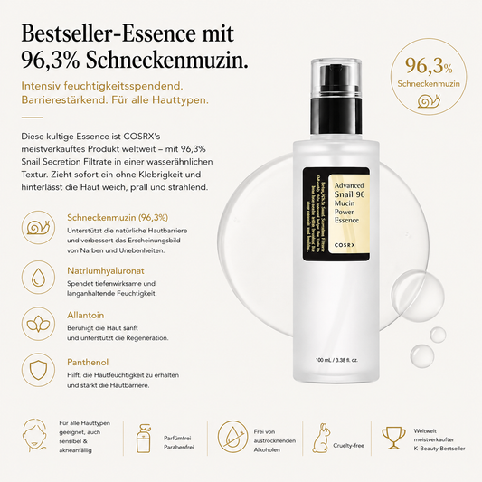 COSRX Advanced Snail 96 Mucin Power Essence 100ml – K-Beauty Bestseller Essence für alle Hauttypen
