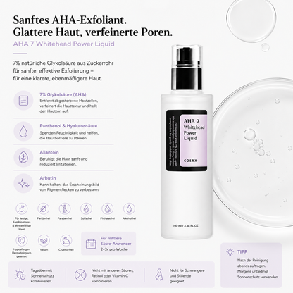 COSRX AHA 7 Whitehead Power Liquid 100ml – K-Beauty AHA-Exfoliant für fettige und Kombinationshaut
