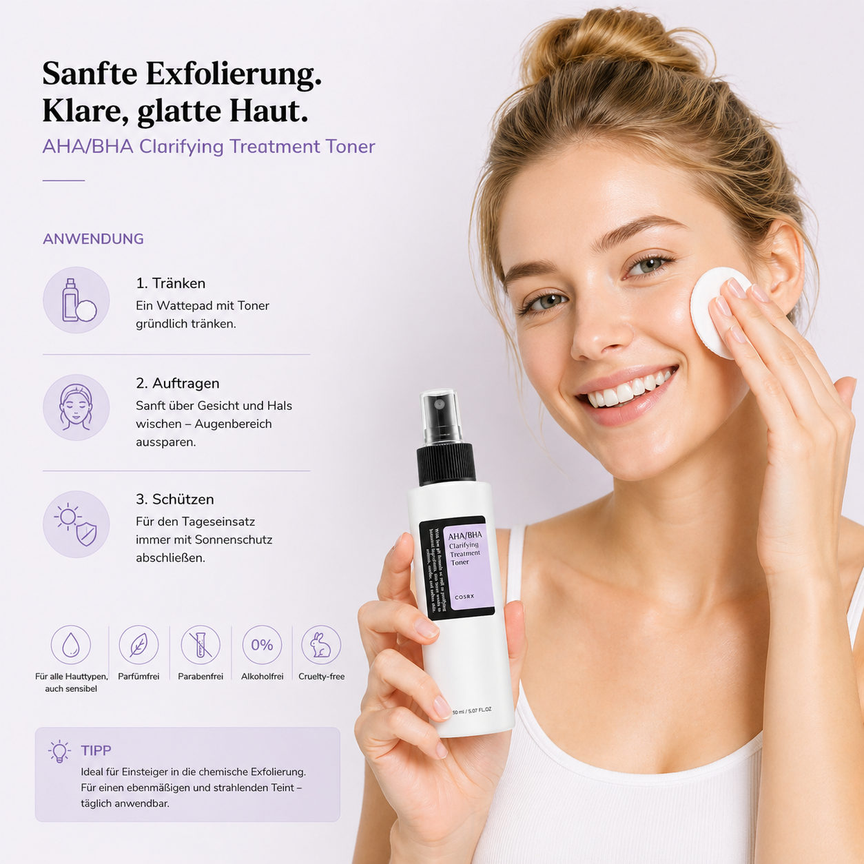 COSRX AHA/BHA Clarifying Treatment Toner 150ml – K-Beauty Exfolierungs-Toner für alle Hauttypen