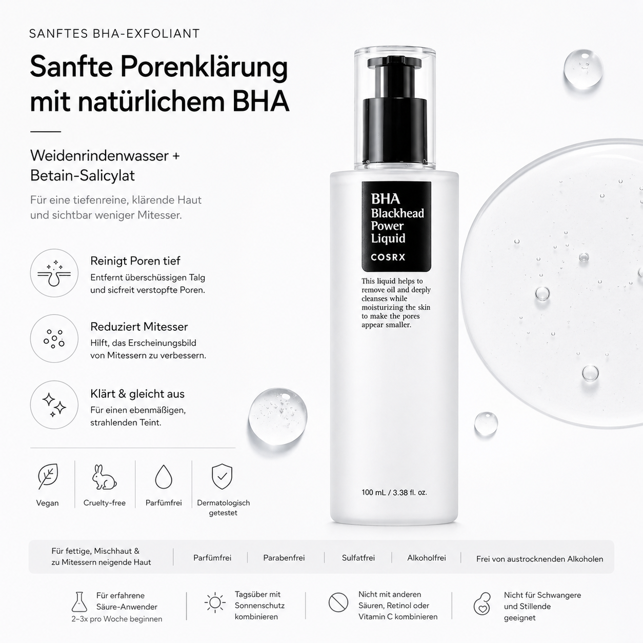 COSRX BHA Blackhead Power Liquid 100ml – K-Beauty BHA-Exfoliant für fettige und zu Mitessern neigende Haut