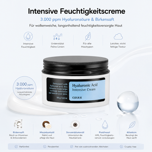 COSRX Hyaluronic Acid Intensive Cream 100ml – K-Beauty Feuchtigkeitscreme für alle Hauttypen