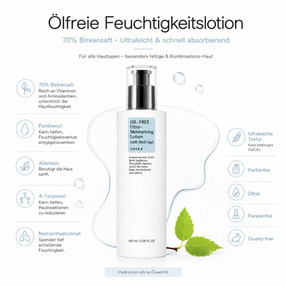 COSRX Oil-Free Ultra Moisturizing Lotion Birch Sap 100ml – K-Beauty ölfreie Lotion für alle Hauttypen