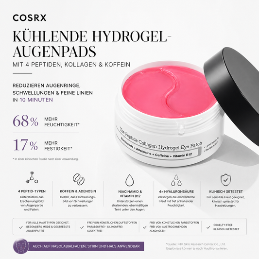 COSRX The Peptide Collagen Hydrogel Eye Patch 60 Stück – K-Beauty Augenpads gegen Schwellungen und Augenringe