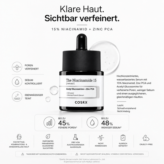 COSRX The Niacinamide 15 Serum 20ml – K-Beauty Serum für Porenverfeinerung und Sebumkontrolle