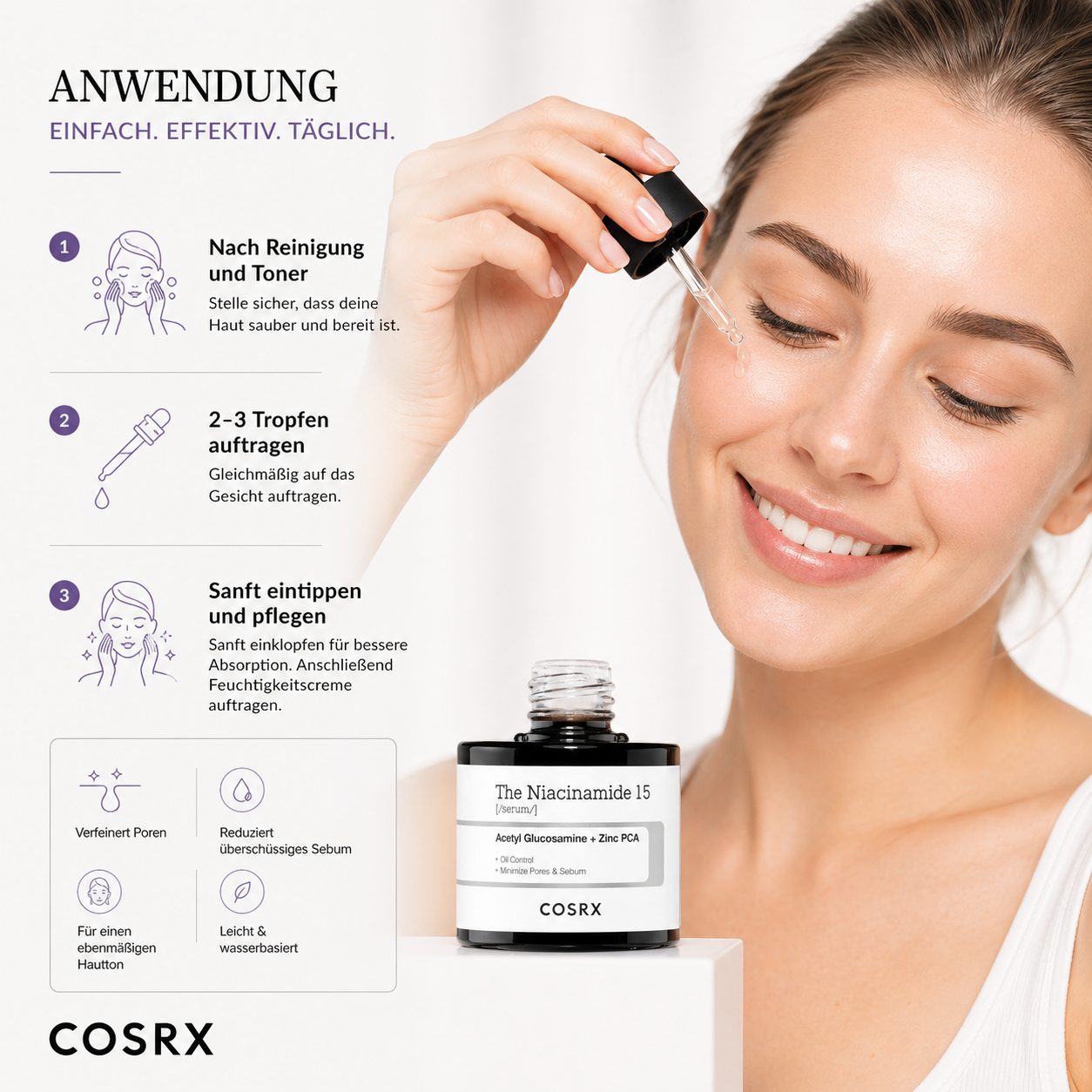 COSRX The Niacinamide 15 Serum 20ml – K-Beauty Serum für Porenverfeinerung und Sebumkontrolle