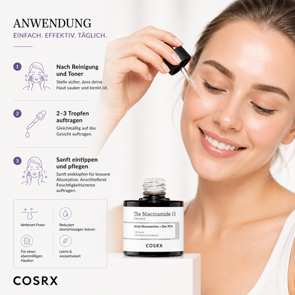 COSRX The Niacinamide 15 Serum 20ml – K-Beauty Serum für Porenverfeinerung und Sebumkontrolle