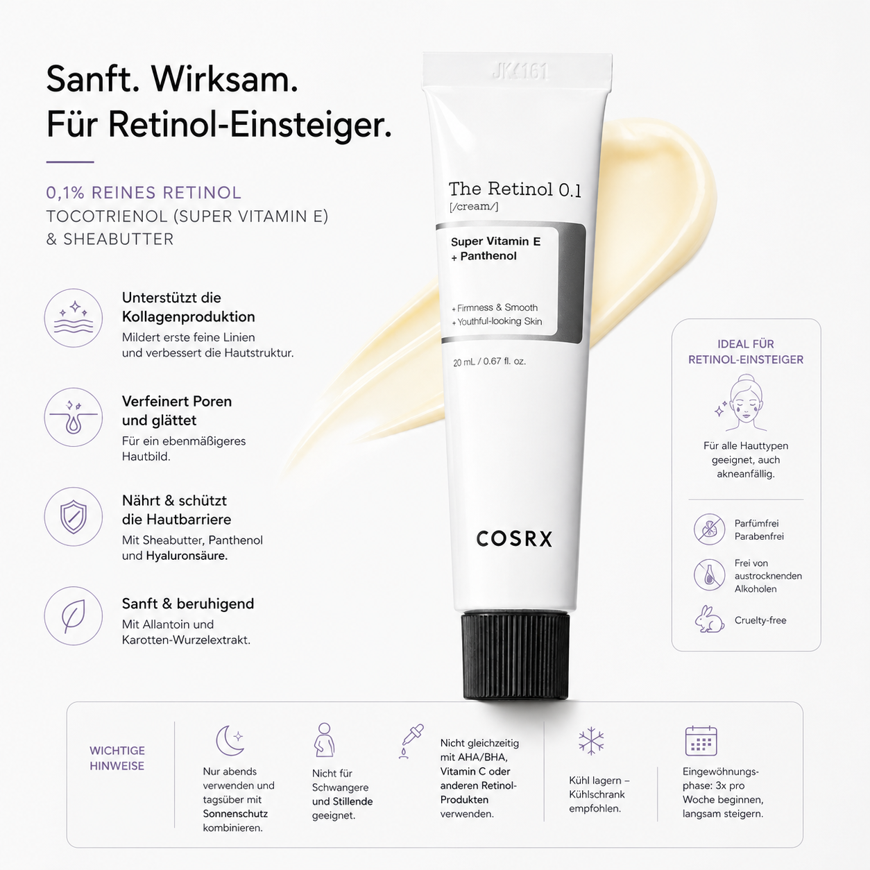 COSRX The Retinol 0.1 Cream 20ml – K-Beauty Anti-Aging Creme für Retinol-Einsteiger