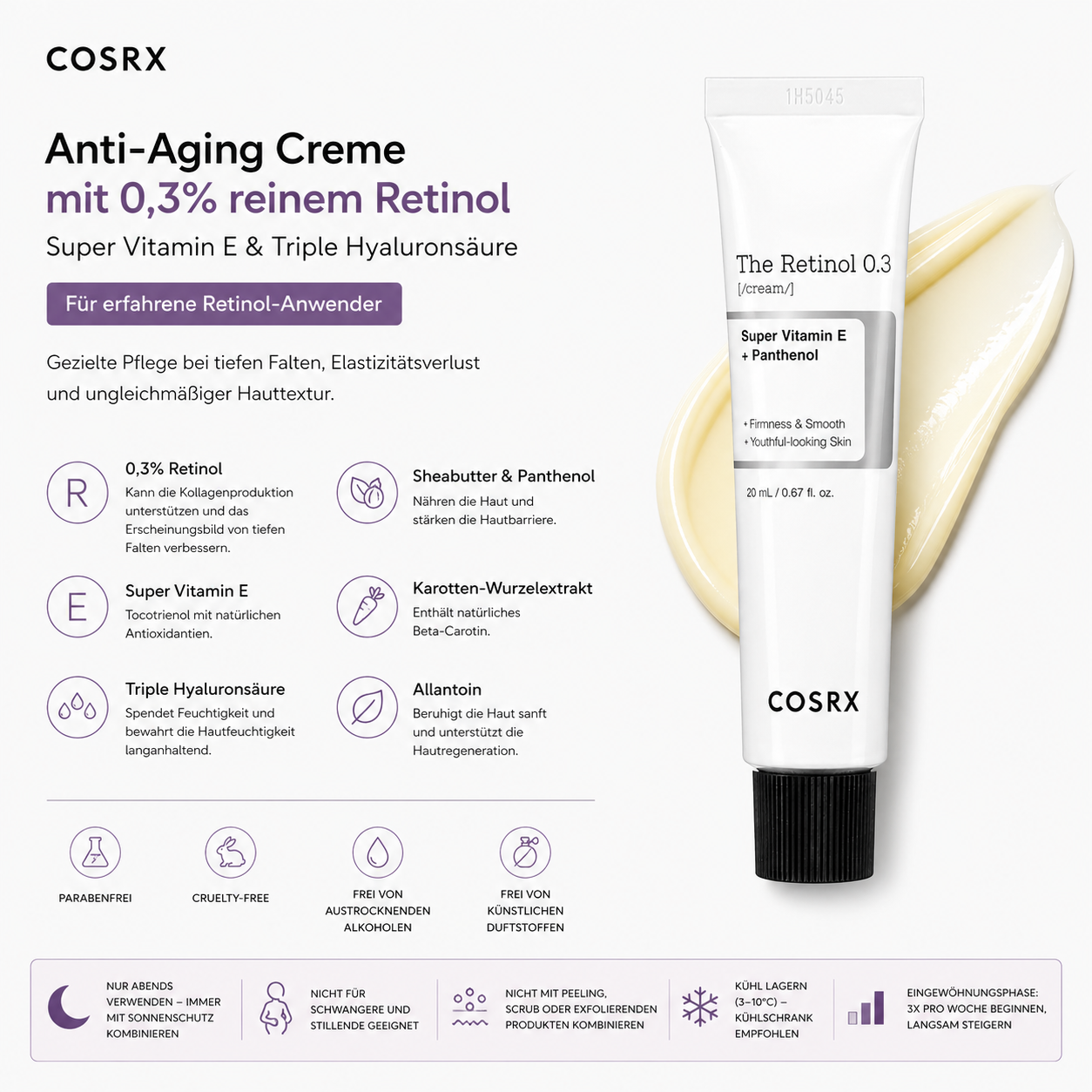 COSRX The Retinol 0.3 Cream 20ml – K-Beauty Anti-Aging Retinol Creme für reife Haut