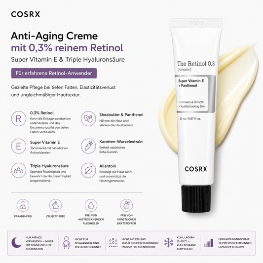 COSRX The Retinol 0.3 Cream 20ml – K-Beauty Anti-Aging Retinol Creme für reife Haut