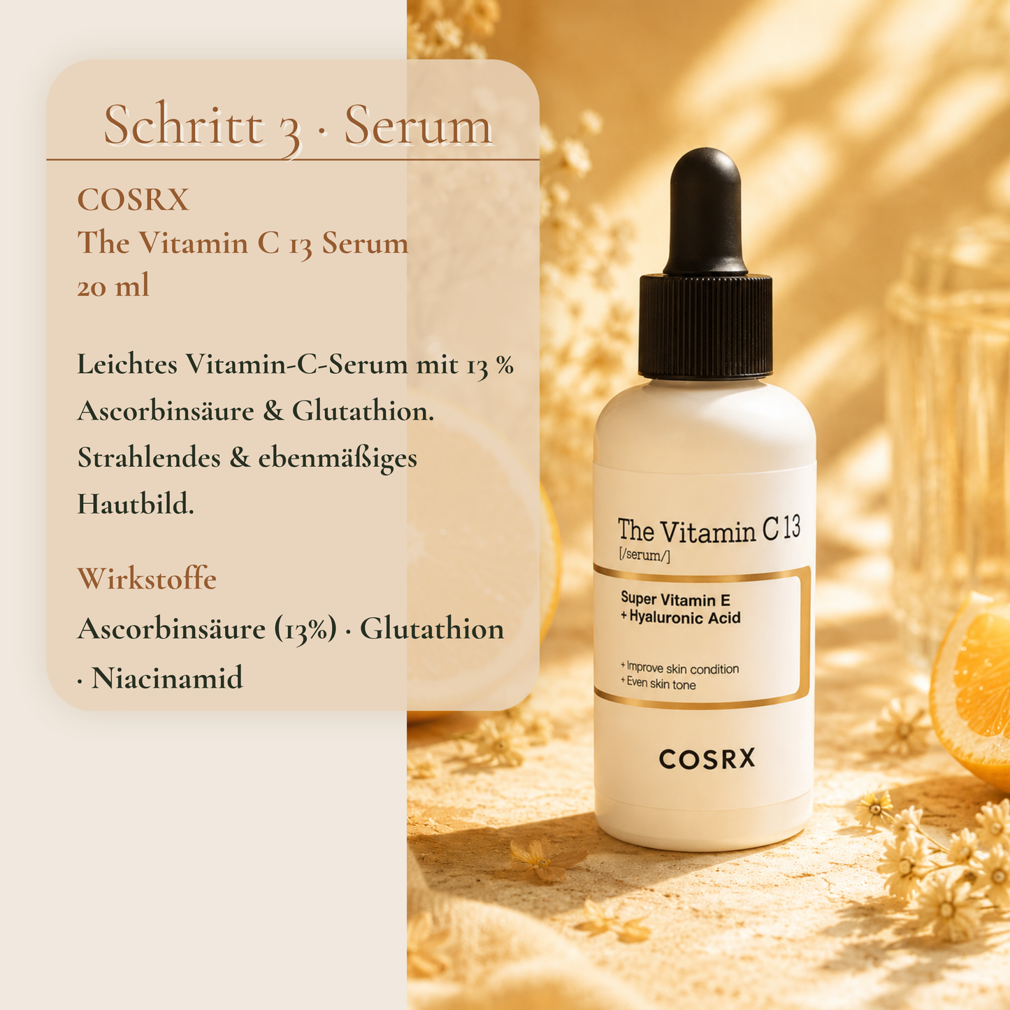 COSRX The Vitamin C 13 Serum 20ml – leichtes Vitamin C Serum für strahlendes und ebenmäßiges Hautbild