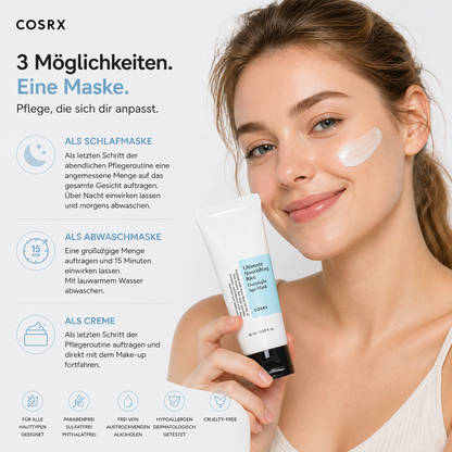 COSRX Ultimate Nourishing Rice Overnight Spa Mask 60ml – K-Beauty 3-in-1 Nacht-Maske für alle Hauttypen