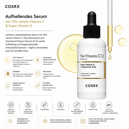COSRX The Vitamin C 13 Serum 20ml – K-Beauty Aufhellungsserum für alle Hauttypen