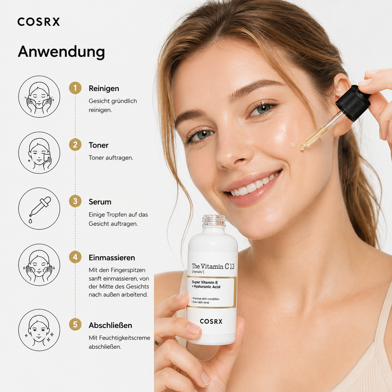 COSRX The Vitamin C 13 Serum 20ml – K-Beauty Aufhellungsserum für alle Hauttypen