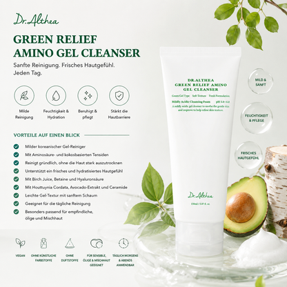 Leichte Gel Textur des Dr. Althea Green Relief Amino Gel Cleanser für sanfte Reinigung