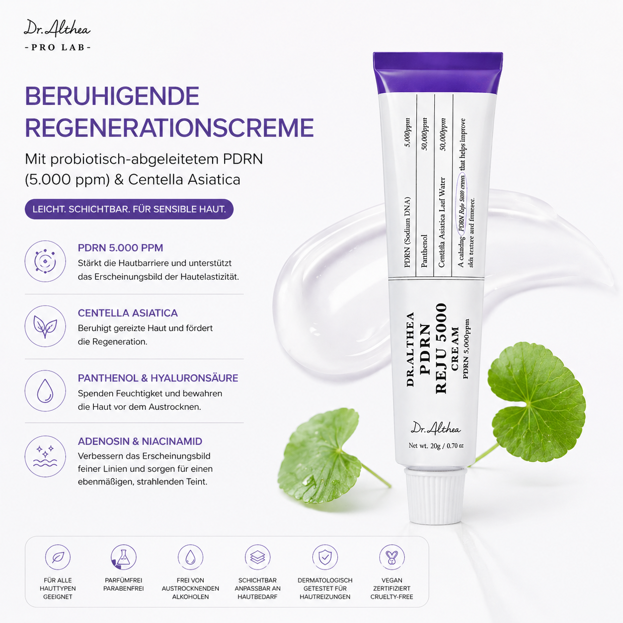 Dr. Althea PDRN Reju 5000 Cream 20g – K-Beauty Regenerationscreme für sensible Haut