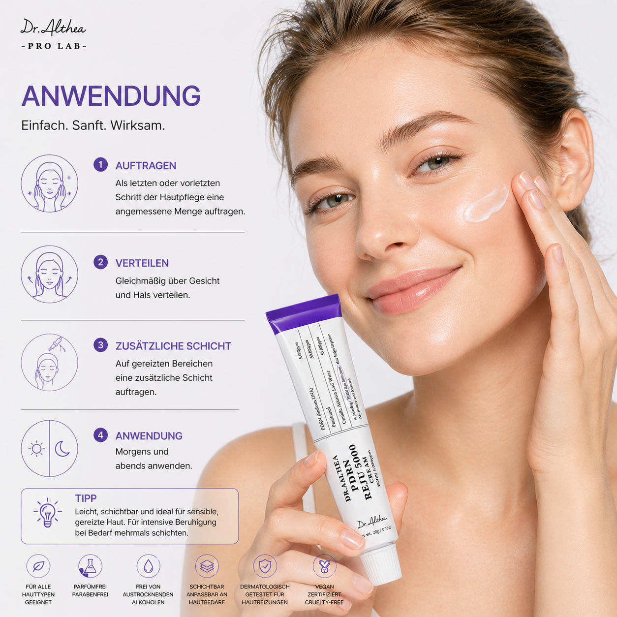 Dr. Althea PDRN Reju 5000 Cream 20g – K-Beauty Regenerationscreme für sensible Haut