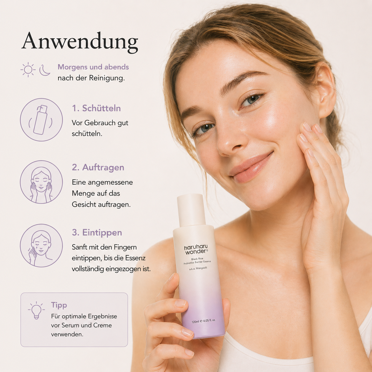Haruharu Wonder Black Rice Probiotics Barrier Essence Unscented 120ml – Parfümfreie K-Beauty Pflege