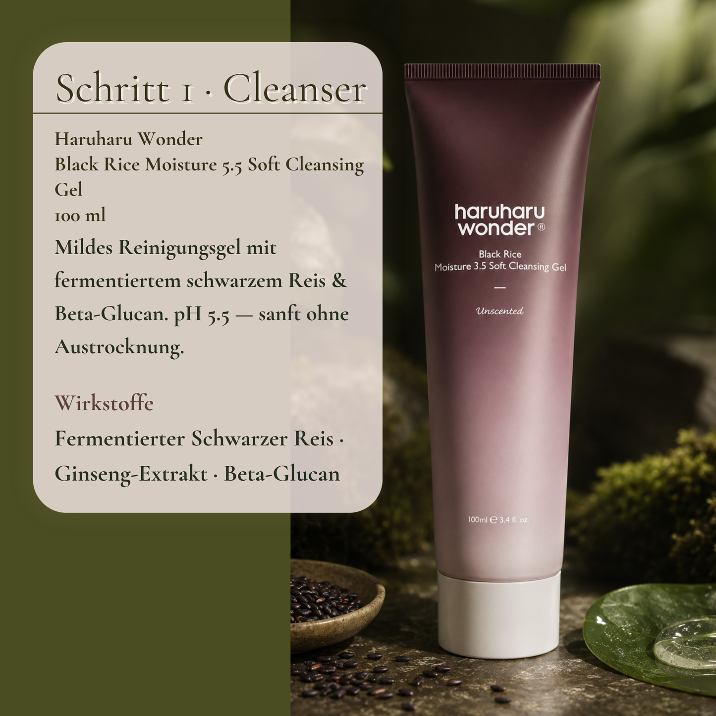 Haruharu Wonder Black Rice Moisture 5.5 Soft Cleansing Gel 100ml – mildes Reinigungsgel mit fermentiertem schwarzem Reis