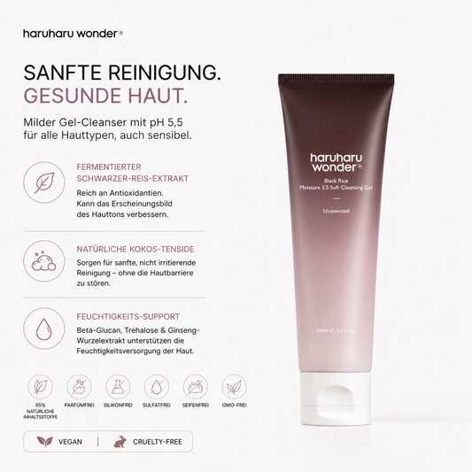 Haruharu Wonder Black Rice Moisture 5.5 Soft Cleansing Gel 100ml – K-Beauty Gel-Cleanser für sensible Haut