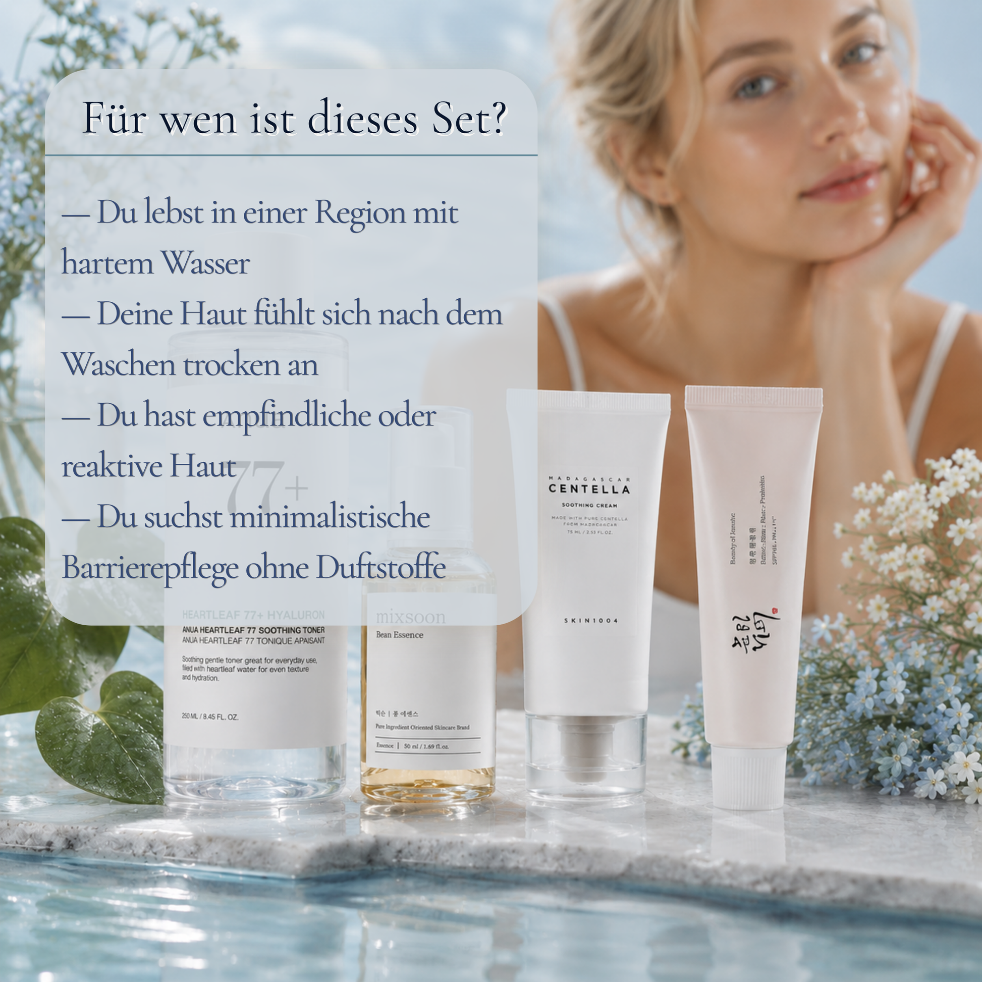 Hydra Comfort Ritual K-Beauty Set für empfindliche und trockene Haut bei hartem Wasser in Deutschland