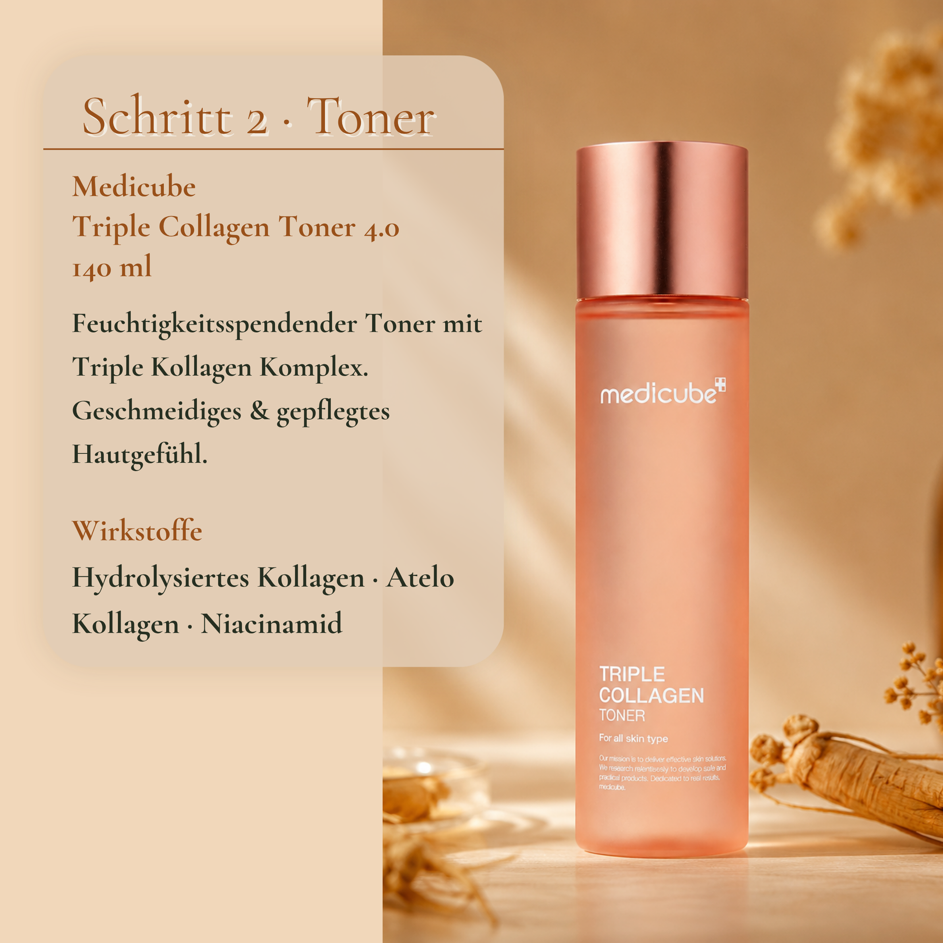 Medicube Triple Collagen Toner 4.0 140ml – feuchtigkeitsspendender Toner mit Triple Kollagen Komplex
