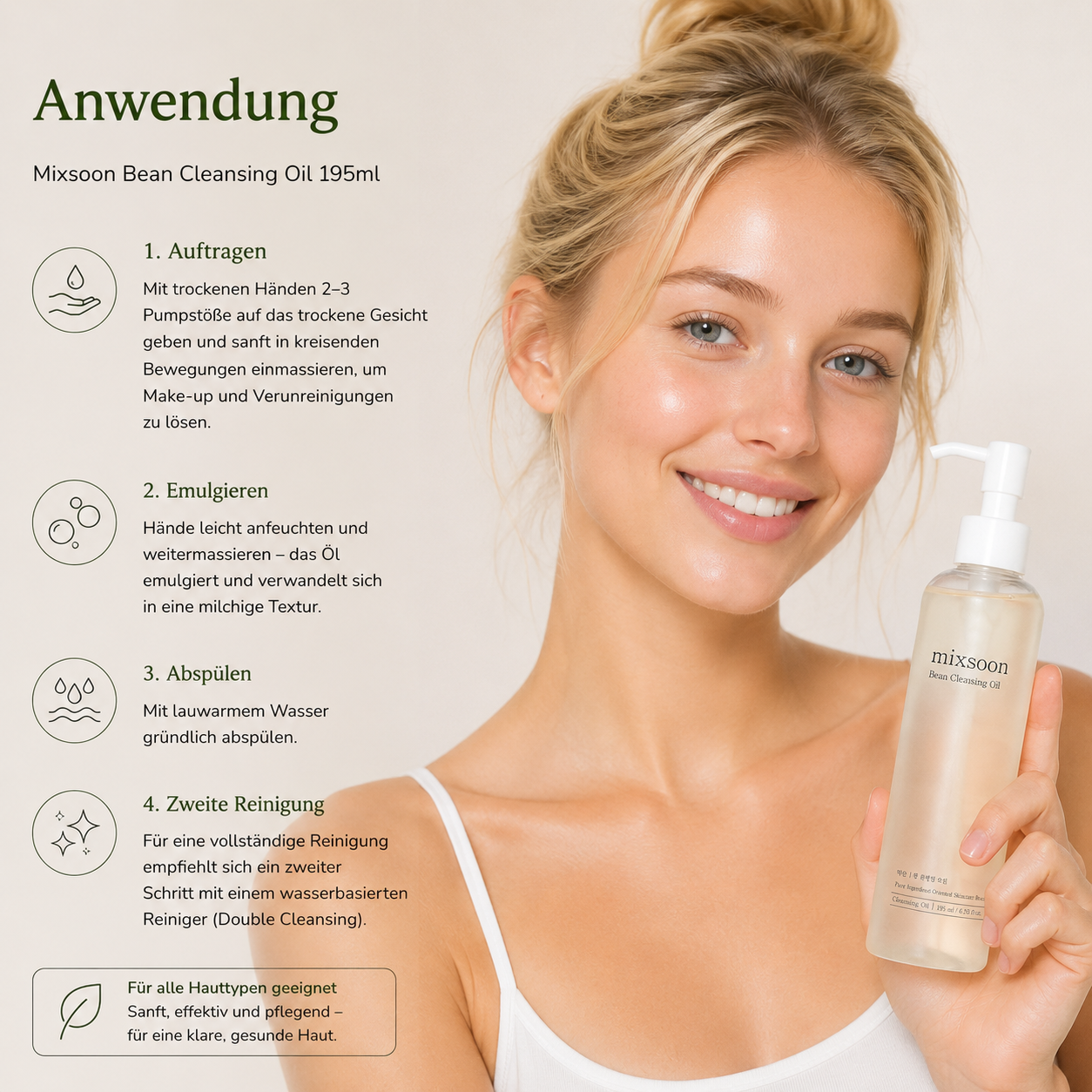 Mixsoon Bean Cleansing Oil
195ml – K-Beauty Reinigungsöl für alle
Hauttypen